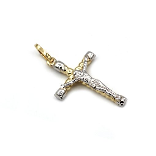 Croce in Oro Giallo e Bianco 750‰ 1,4 gr.
