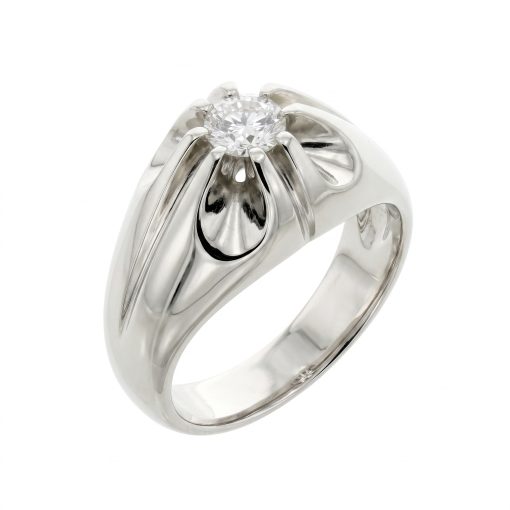 Anello Solitario maschile in Oro 750‰ - 0.35 Ct.