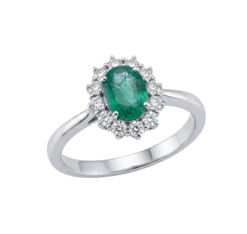 Anello Smeraldo e Brillanti - 0,055 ct.