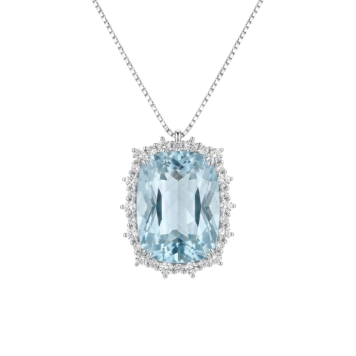 CIONDOLO  ACQUAMARINA E BRILLANTI 5,67 ct.
