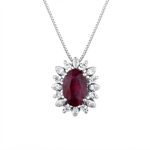 Ciondolo Rubino e Brillanti - 0,055 ct.