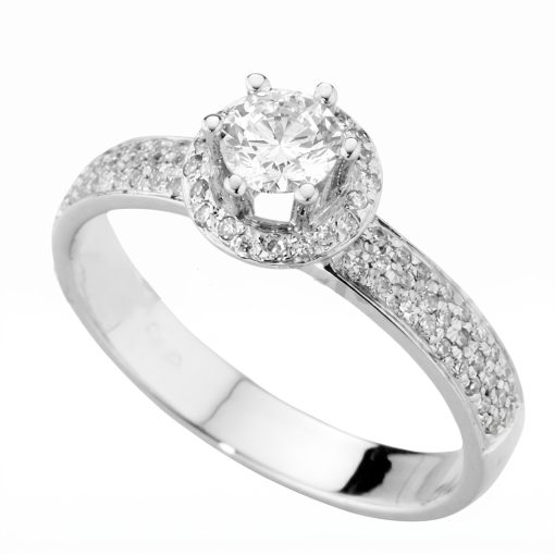 Anello Solitario Full Pavé in Oro Bianco 0.90ct – Eleganza senza tempo