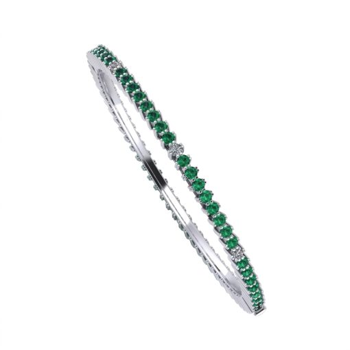 Bracciale modello Veretta in Oro Bianco e smeraldi   3.35ct