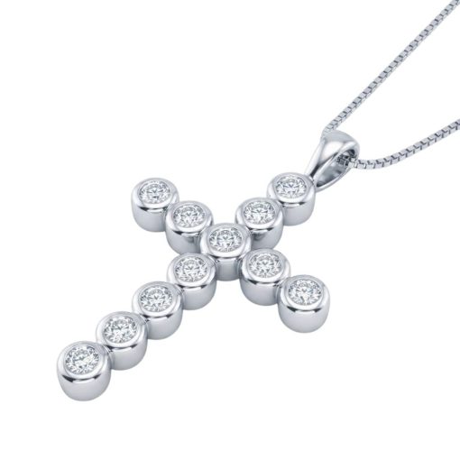Croce Unisex in Oro Bianco e Diamanti