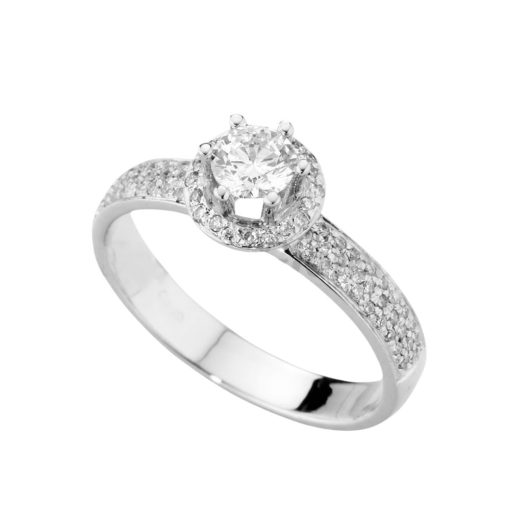 Anello Solitario Full Pavé in Oro Bianco 0.90ct – Eleganza senza tempo