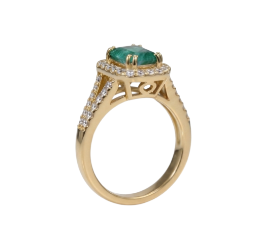 Anello in oro giallo con Smeraldo Naturale 0.72 ct.