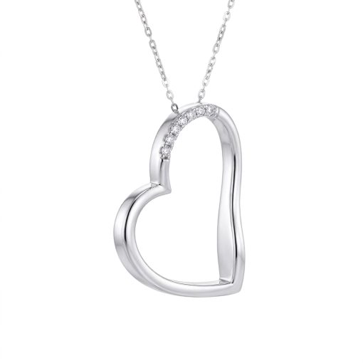 Ciondolo a Cuore trafilato con Brillanti 0,05 ct.