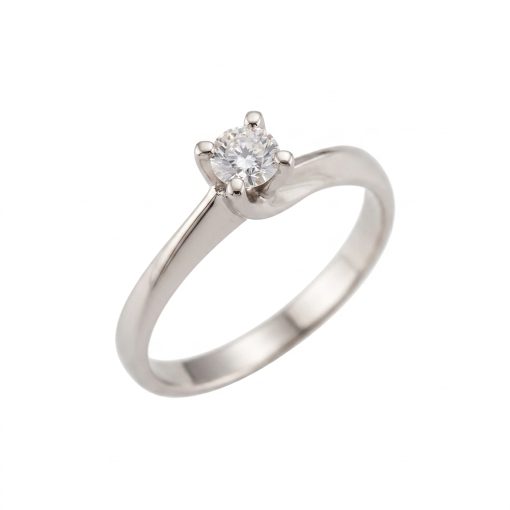 Anello Solitario in Oro Bianco 750‰ con Diamante da 0.19 ct