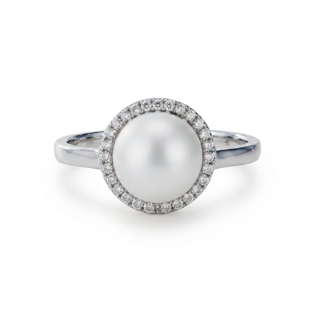 Anello in oro bianco 750‰e Perla Australiana