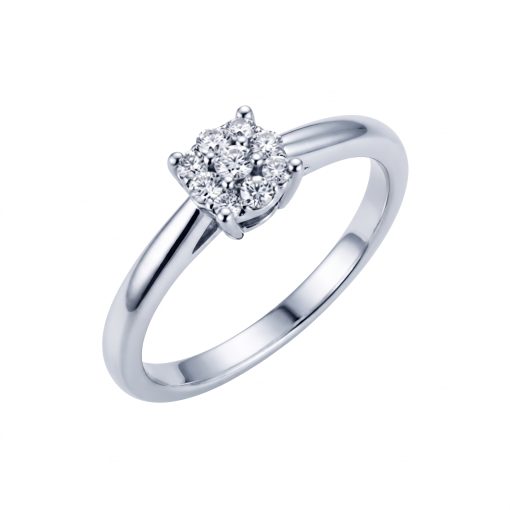 Anello Solitario in Oro Bianco 750‰ con Diamante da 0.13 ct