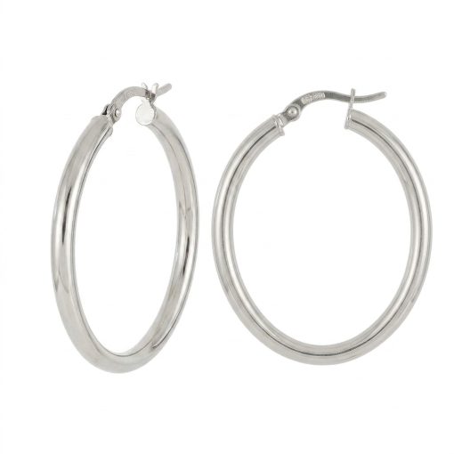 Orecchini a Cerchio in Oro Bianco 750‰ 18KT - (3,32 gr.)