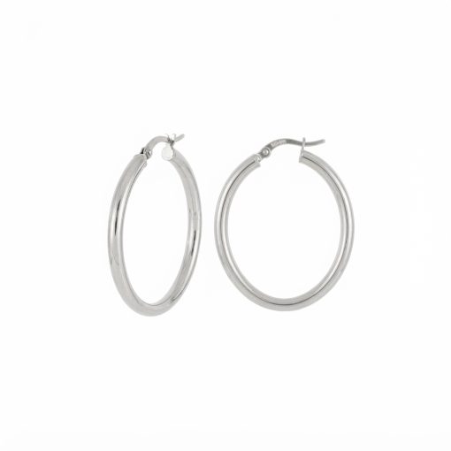 Orecchini a Cerchio in Oro Bianco 750‰ 18KT - (3,32 gr.)