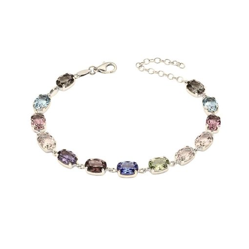 Bracciale in argento rodiato e cristalli multicolori ovg