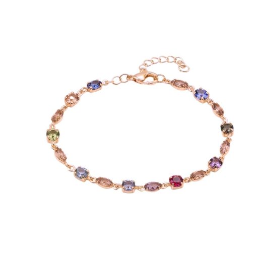 Bracciale in argento rose e cristalli multicolori rombo