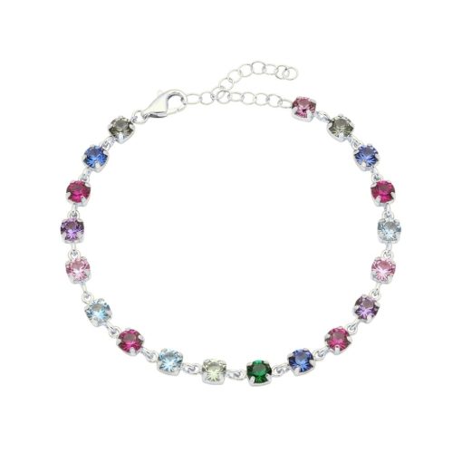 Bracciale in argento rodiato e cristalli multicolori ton