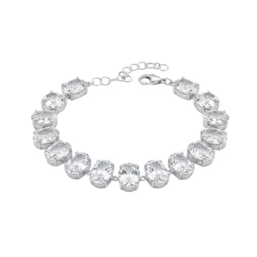 Bracciale in argento rodiato e cristalli bianchi