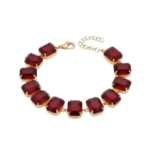 Bracciale in argento Dorato e cristalli rossi