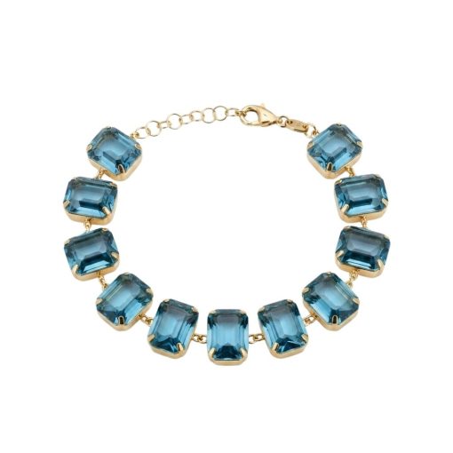 Bracciale in argento dorato e cristalli azzurri