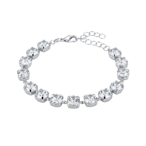 Bracciale in argento rodiato e cristalli bianchi ton