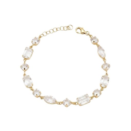 Bracciale in argento Dorato e cristalli bianchi