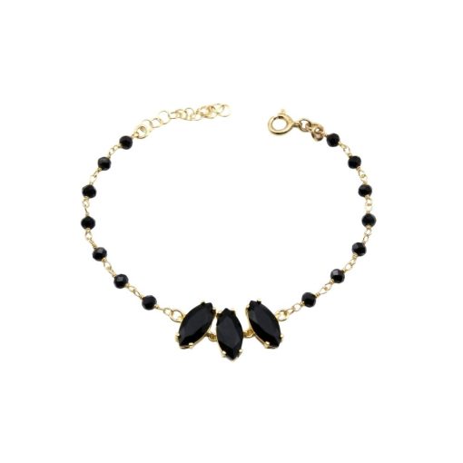 Bracciale in argento dorato e cristalli neri