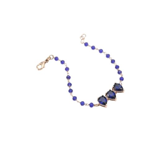 Bracciale in argento rose e cristalli blu
