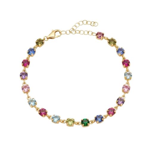 Bracciale in argento rose e cristalli multicolori