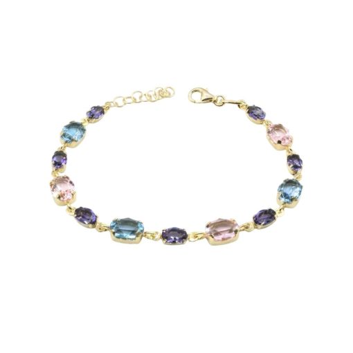 Bracciale in argento Dorato e cristalli multicolori