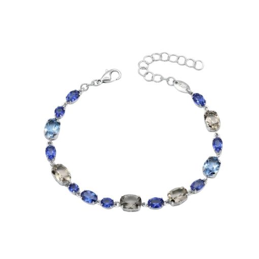 Bracciale in argento rodiato e cristalli multicolori ov