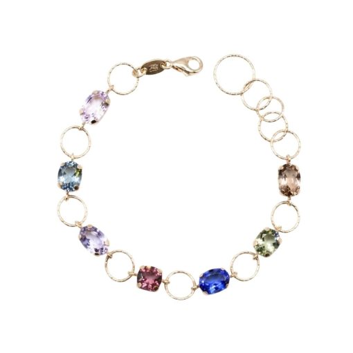 Bracciale in argento rose e cristalli multicolori cerchi
