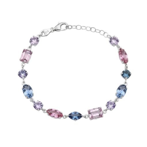 Bracciale in argento rodiato e cristalli multicolori x