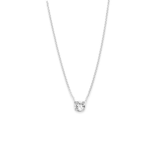 Collana corta in argento rodiato con cristallo bianco