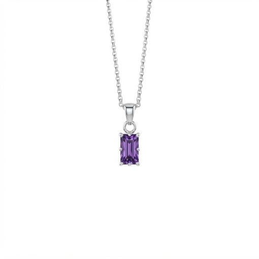 Collana in argento rodiato con cristallo rettangolare dalla Macedonia