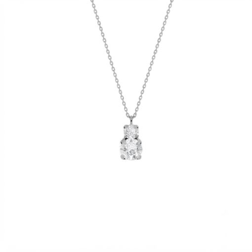 Collana corta in argento rodiato con  cristallo bianco di Jasmine