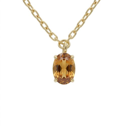 Collana corta in argento dorato e cristallo ovale di Gemma