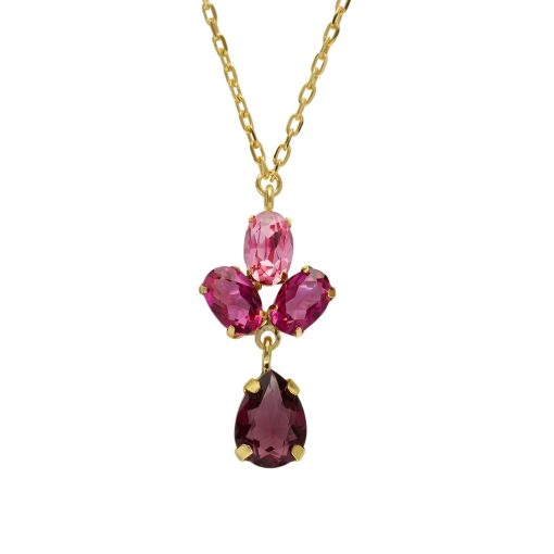 Collana corta in argento dorato con fiore di cristallo di Harmony