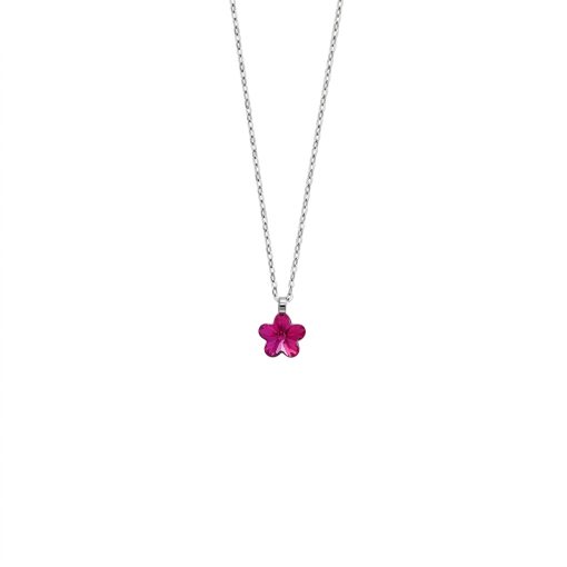 Collana corta in argento rodiato con cristallo di trifoglio di Fantasy