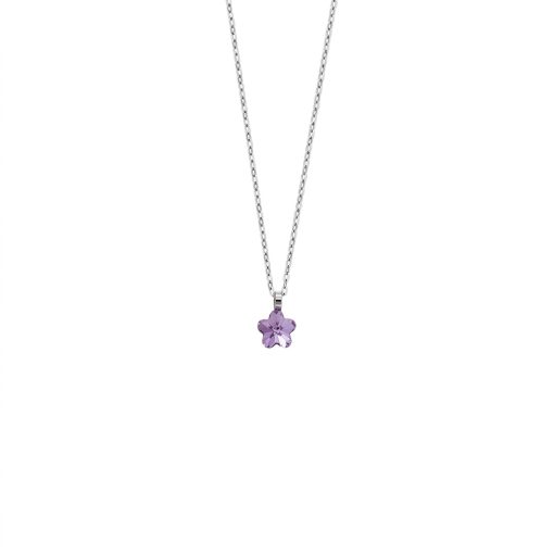 Collana corta in argento rodiato con cristallo di trifoglio di Fantasy.