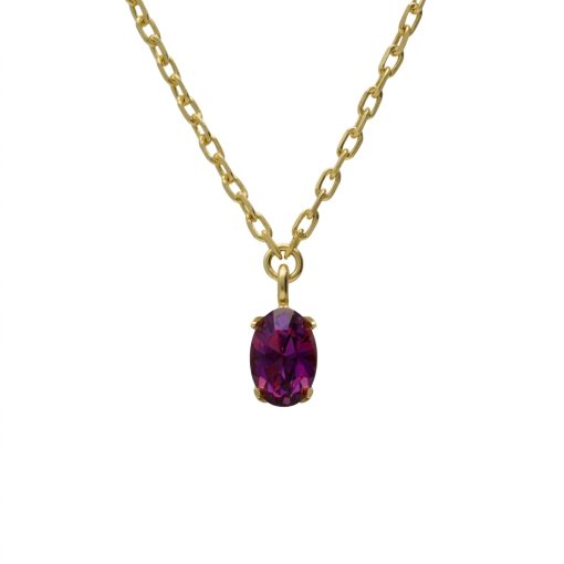 Collana corta in argento dorato e cristallo ovale di Gemma