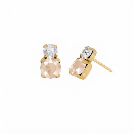 Orecchini corti in argento dorato con cristallo bianco di Jasmine