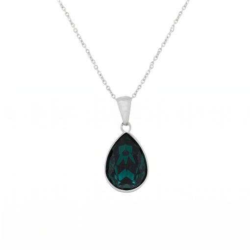 Collana corta in argento rodiato con gocce di cristallo di Essential