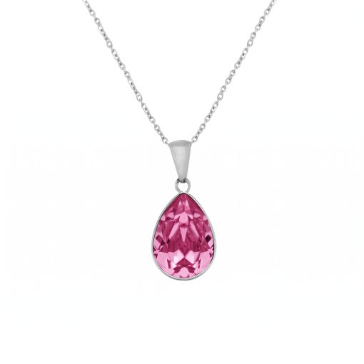 Collana corta in argento rodiato con gocce di cristallo di Essential