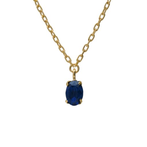 Collana corta in argento dorato e cristallo ovale di Gemma