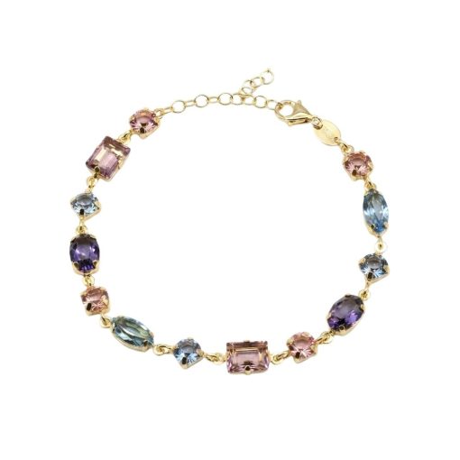 Bracciale in argento dorato e cristalli multicolori trn