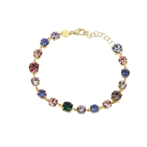 Bracciale in argento dorato e cristalli multicolori tgp