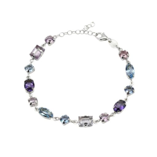 Bracciale in argento rodiato e cristalli multicolori trn