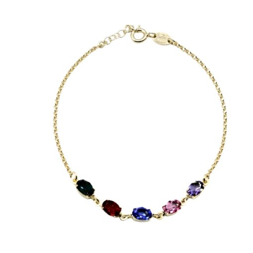 Bracciale in argento dorato e cristalli multicolori ov5