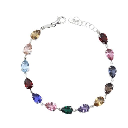 Bracciale in argento rodiato e cristalli bianchi goc