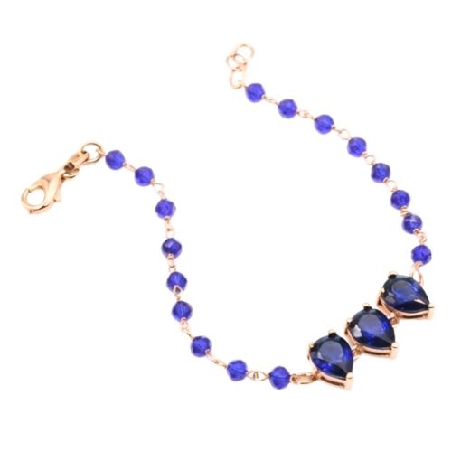 Bracciale in argento rose e cristalli blu