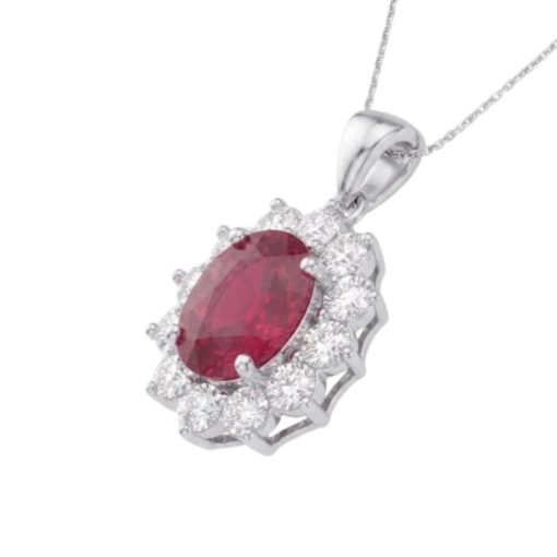 Collana Ciondolo Rubino e Diamanti - 0.36 ct